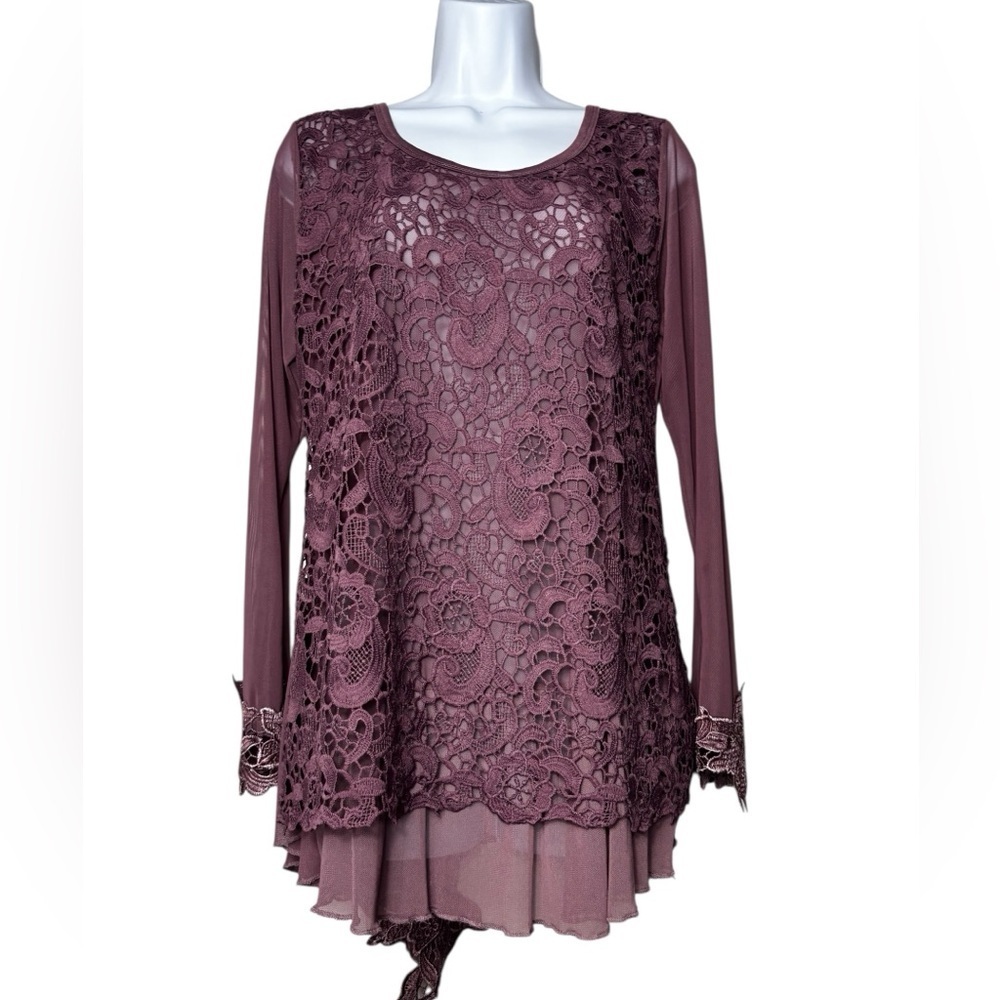 Pretty Angel Top L Tunic Ruffle Lace Victorian Romantic Festival Fairy Witchy